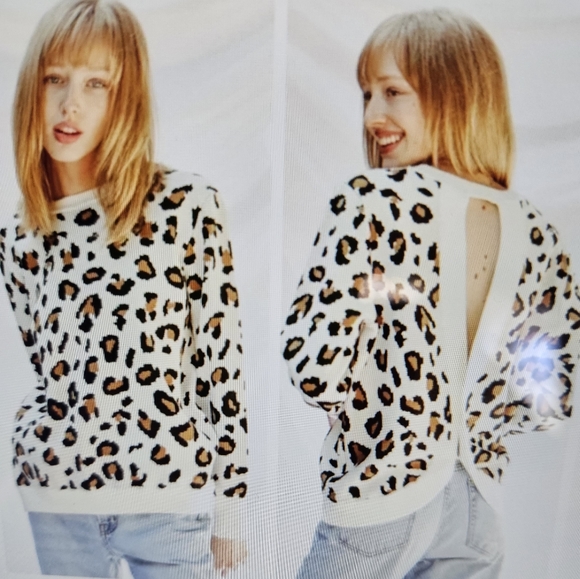 A Girl Thing Sweaters - Leopard Cross Back Sweater